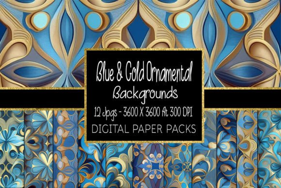 Blue and Gold Ornamental Backgrounds: A Designer's Asset