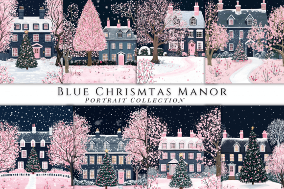Blue Christmas Manor Backgrounds: A Winter Wonderland for Your Projects