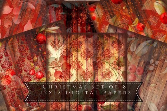 Christmas Backgrounds - Red Wood: A Cozy Festive Digital Paper Set
