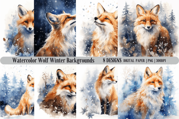 Crafting a Frosty Atmosphere with Watercolor Wolf Winter Backgrounds