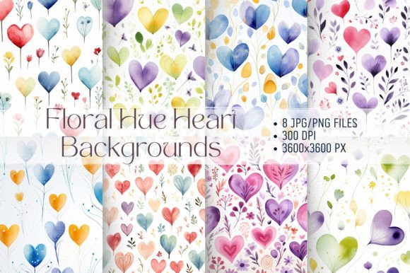 Floral Hue Heart Backgrounds: A Designer's Floral Toolkit