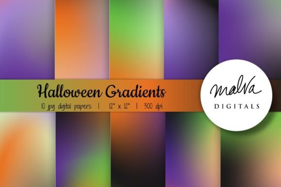 Halloween Ombre Backgrounds: 10 Gradient Digital Papers