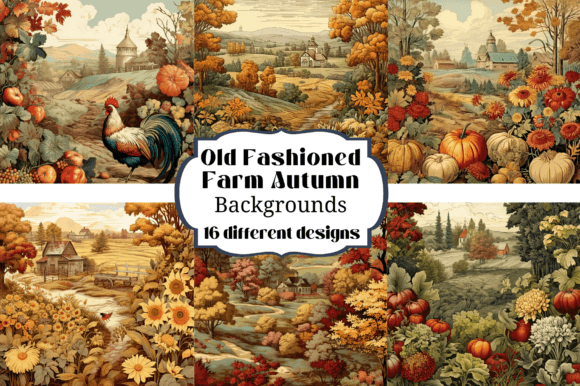 Old Fashioned Farm in Autumn Backgrounds: A Timeless Digital Collection
