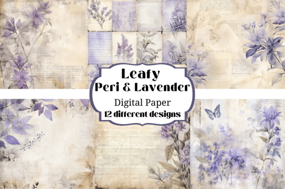 Peri & Lavender Leafy Floral Backgrounds for Your Projects