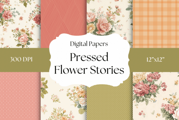 Pressed Flower Vintage Floral Backgrounds: Timeless Digital Paper