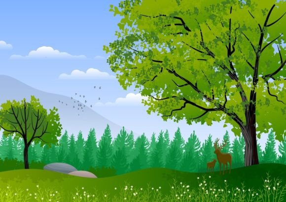 Serene Landscapes: Elevate Your Design with Illustrated Backgrounds