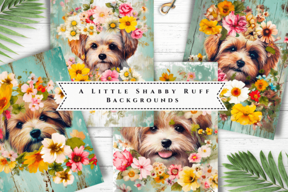 Shabby Chic Floral Dog Backgrounds for Designers