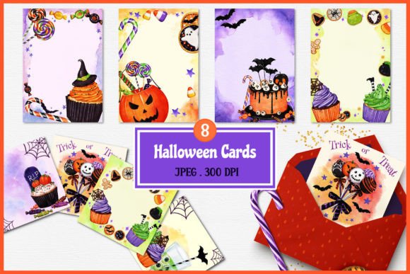 Spooky Sweet: Halloween Candy Cards & Backgrounds Set