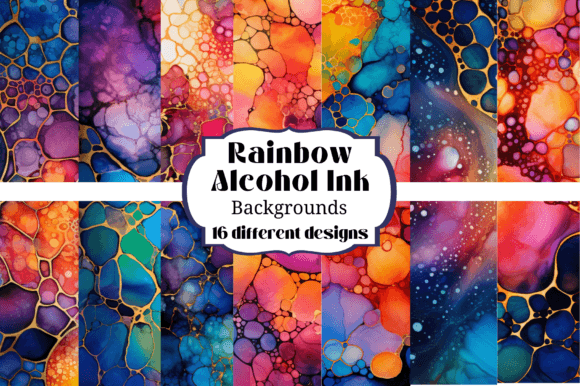 Unlock Vibrant Creativity with Rainbow Alcohol Ink Backgrounds Set 3