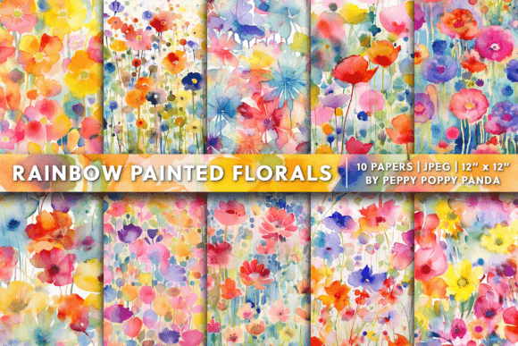 Vibrant Artistry: Unleashing Rainbow Painted Florals Backgrounds