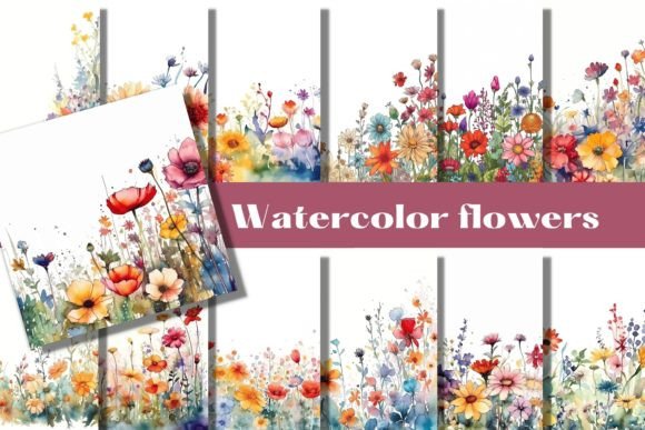 Watercolor FLORAL BORDER BACKGROUNDS: A Designer's Guide to Versatile Digital Papers