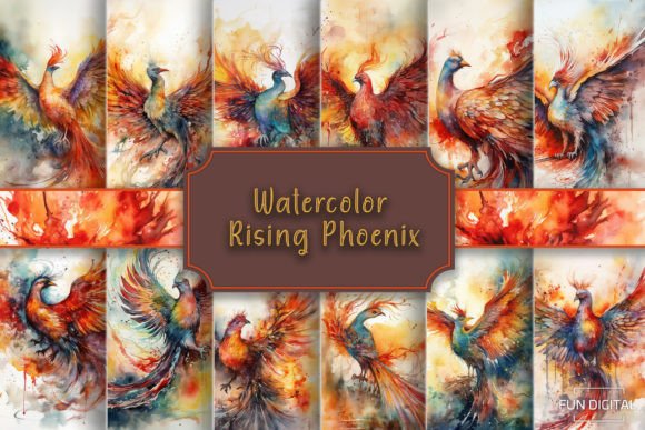 Watercolor Rising Phoenix Backgrounds: A Design Asset Review